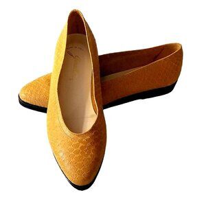 Garolini Leather Flats Shoes Womens Size 8.5 Vintage Sala Yellow Italy